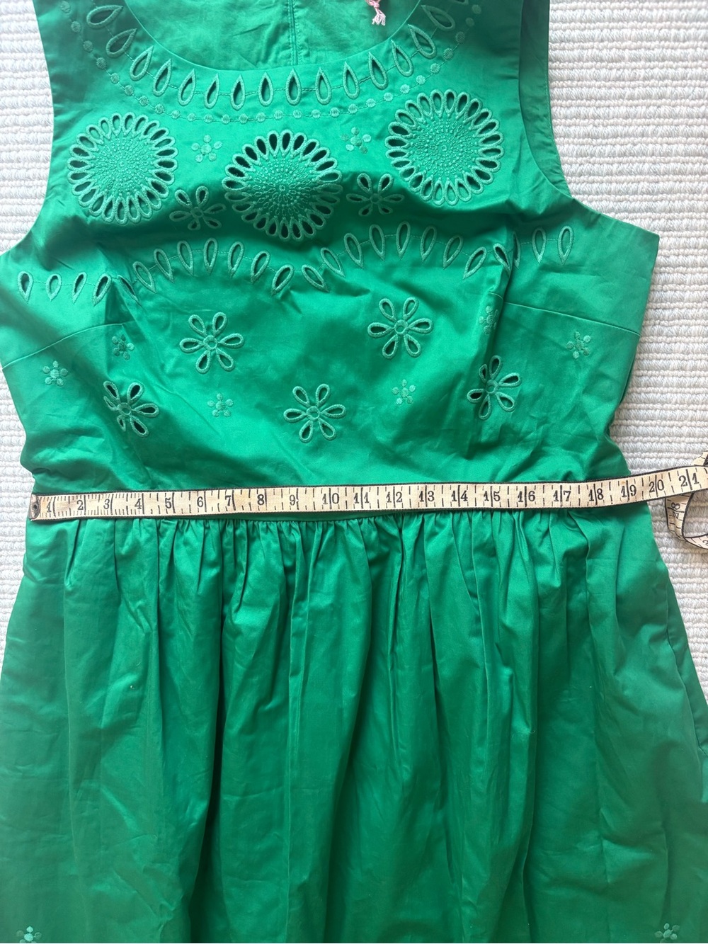 Boden dress NWT US 12 Lauren Broderie midi dress green, cotton, occasion dress - Picture 13 of 15